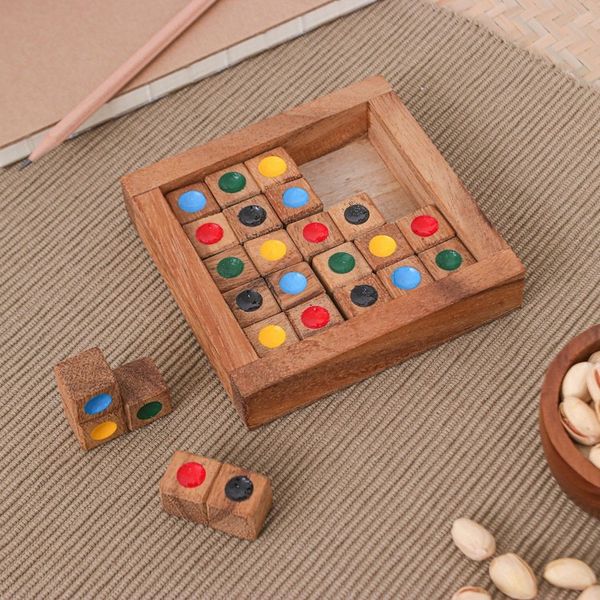 Alternate image for Sudoku-Inspired Raintree Wood Game with Colorful Pieces Colorful Sudoku