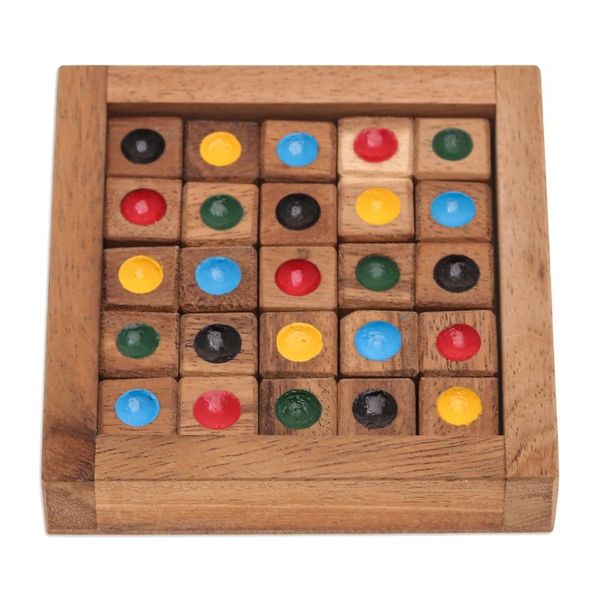Alternate image for Sudoku-Inspired Raintree Wood Game with Colorful Pieces Colorful Sudoku