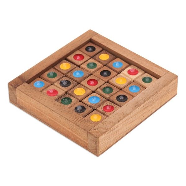 Alternate image for Sudoku-Inspired Raintree Wood Game with Colorful Pieces Colorful Sudoku