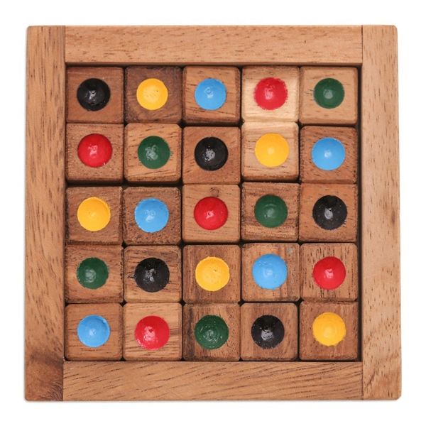 Alternate image for Sudoku-Inspired Raintree Wood Game with Colorful Pieces Colorful Sudoku
