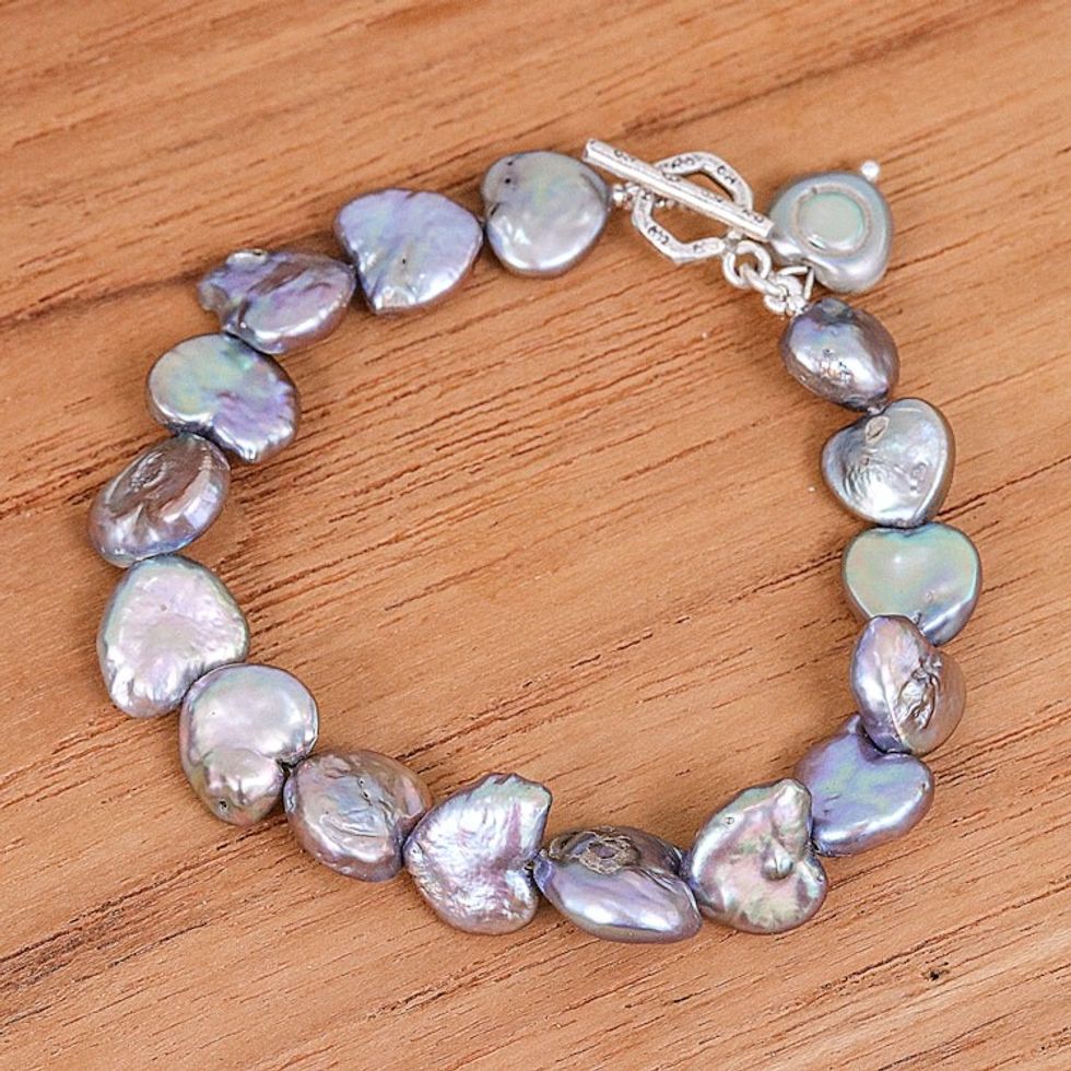 Silvery Grey Cultured Pearl Bracelet 'Born of the Sea in Grey'