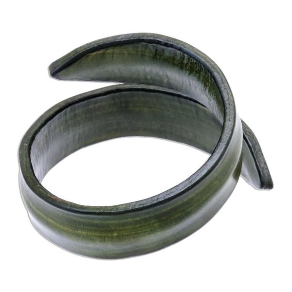 Alternate image for Modern Leather Wrap Bracelet in Green from Thailand Simple Caress in Green