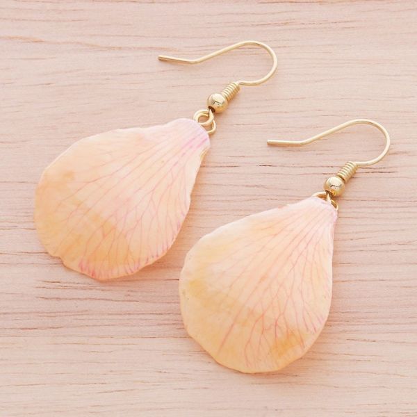 Alternate image for Gold-Plated Orange Orchid Petal Dangle Earrings Summer Treat in Orange