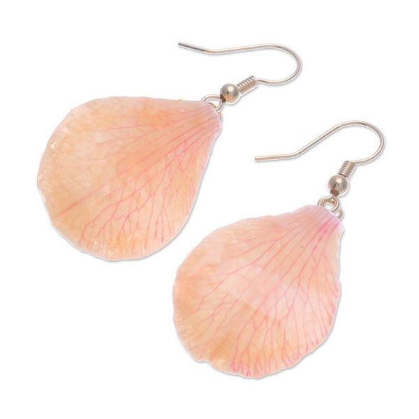 Alternate image for Gold-Plated Orange Orchid Petal Dangle Earrings Summer Treat in Orange