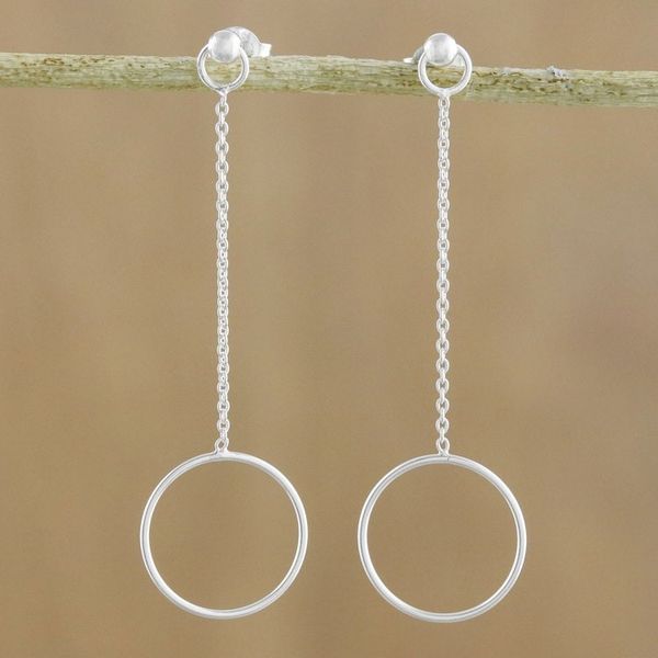 Alternate image for 925 Sterling Silver Pendulum Post Earrings from Thailand Silver Pendulum