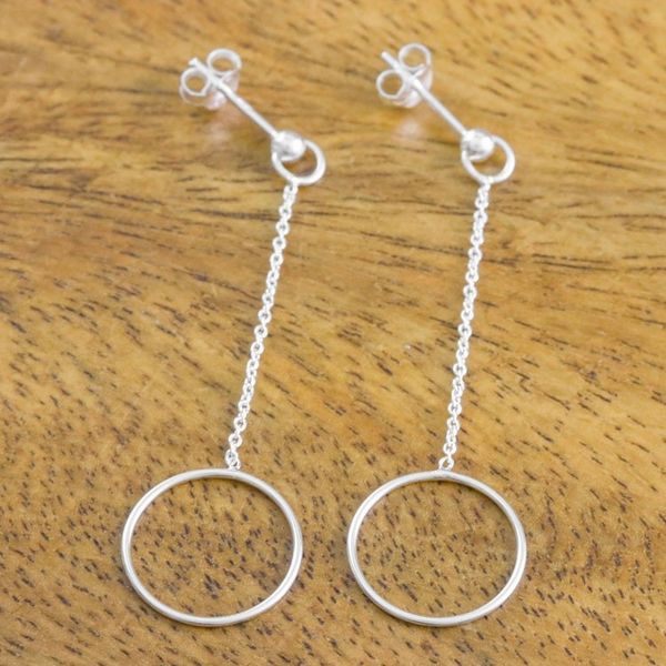 Alternate image for 925 Sterling Silver Pendulum Post Earrings from Thailand Silver Pendulum