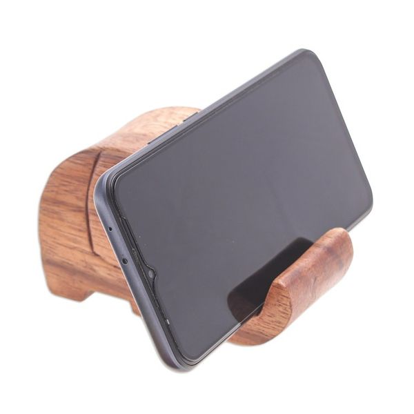 Alternate image for Hand-Carved Wood Phone Holder Pretty Elephant