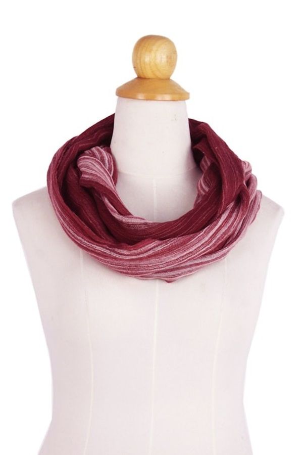 Alternate image for Hand Woven 100 Cotton Infinity Scarf from Thailand Burgundy Horizon