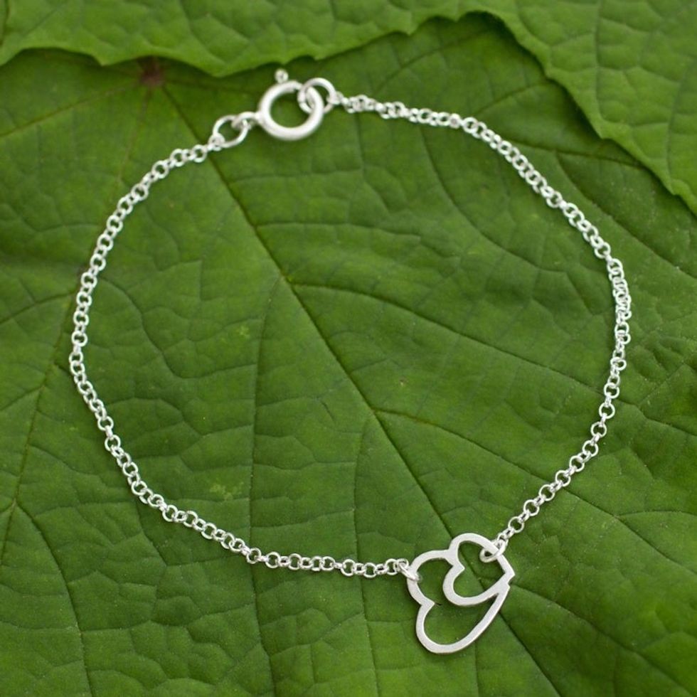Sterling silver heart bracelet 'Love Unites'