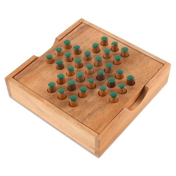 Alternate image for Hand Made Wood Peg Game Teal from Thailand Elimination