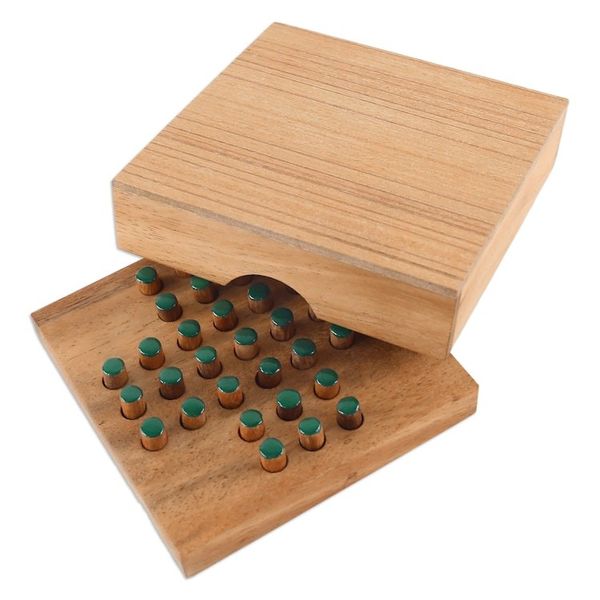 Alternate image for Hand Made Wood Peg Game Teal from Thailand Elimination