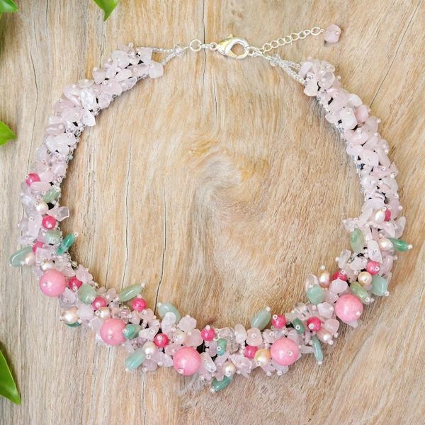 Alternate image for Handcrafted Multi-Gemstone Pink Beaded Necklace Pink Paradise