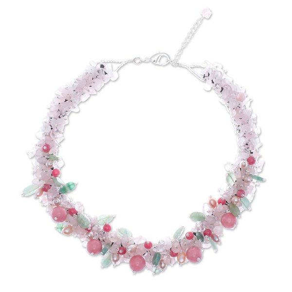 Alternate image for Handcrafted Multi-Gemstone Pink Beaded Necklace Pink Paradise