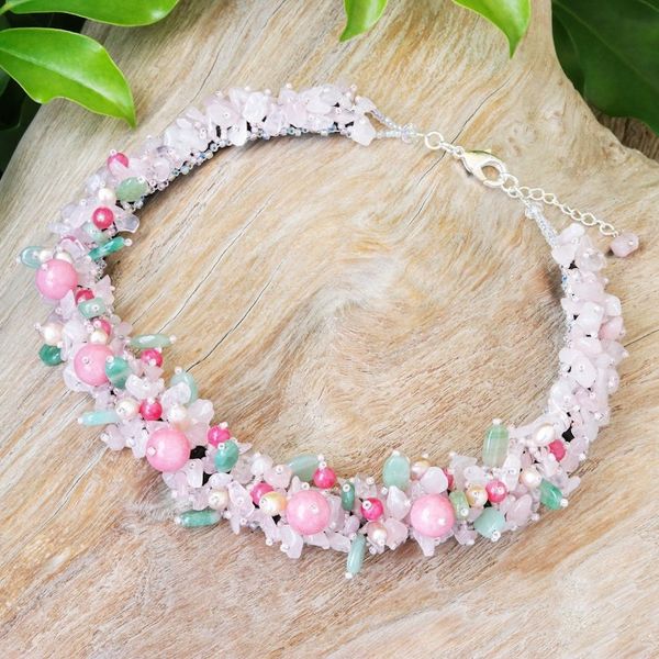 Alternate image for Handcrafted Multi-Gemstone Pink Beaded Necklace Pink Paradise