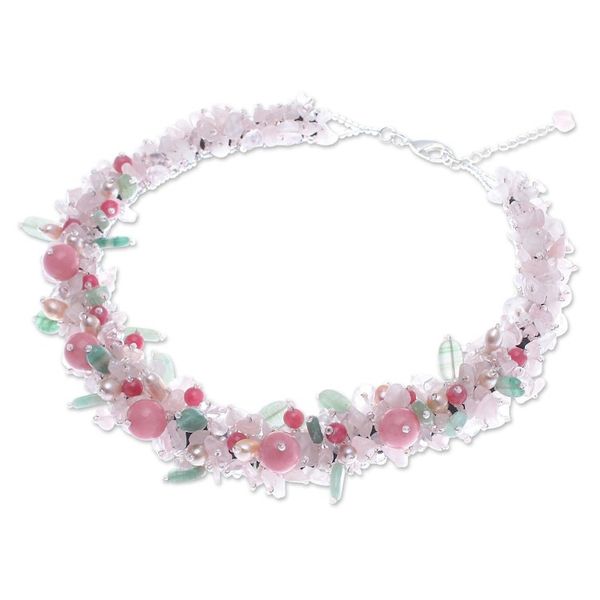 Alternate image for Handcrafted Multi-Gemstone Pink Beaded Necklace Pink Paradise