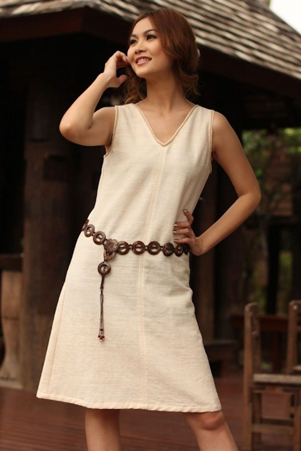Hand Crafted Modern Coconut Shell Belt 'Thai Circle of Love'