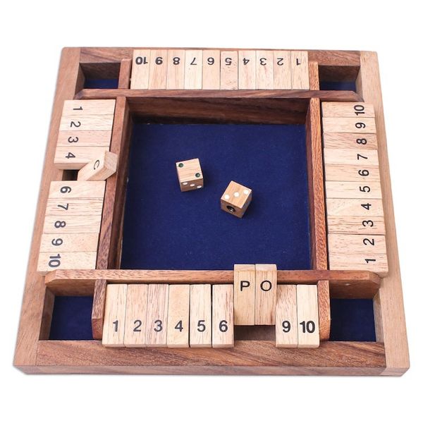 Alternate image for Handcrafted Rain Tree Wood Shut the Box Game from Thailand Shut The Box