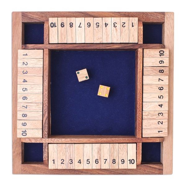 Alternate image for Handcrafted Rain Tree Wood Shut the Box Game from Thailand Shut The Box