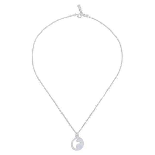 Alternate image for Handmade Sterling Silver Cat Pendant Necklace from Thailand Graceful Feline