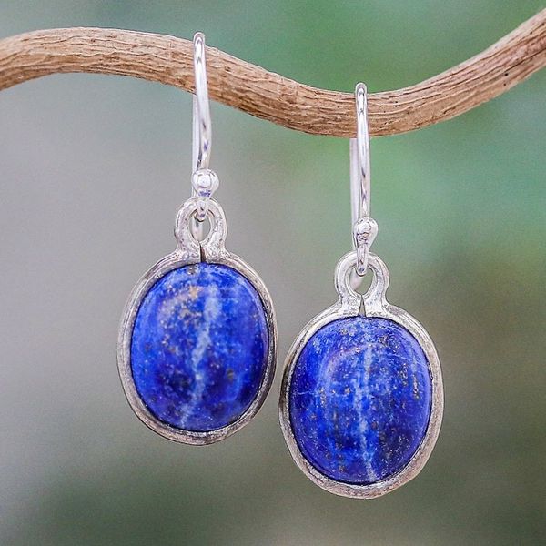 Alternate image for Thai Sterling Silver and Lapis Lazuli Earrings Majestic Blue