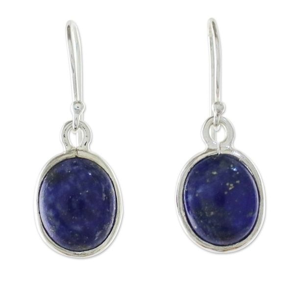 Alternate image for Thai Sterling Silver and Lapis Lazuli Earrings Majestic Blue