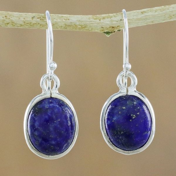 Alternate image for Thai Sterling Silver and Lapis Lazuli Earrings Majestic Blue