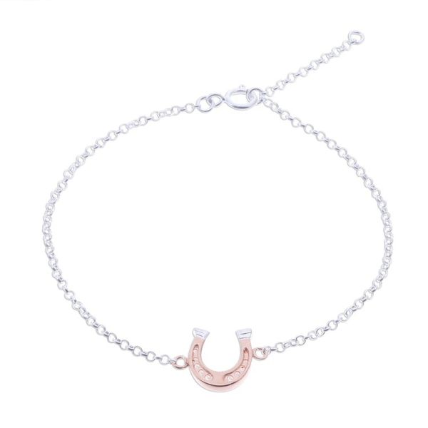 Alternate image for Rose Gold Accented Sterling Silver Horseshoe Bracelet Horseshoe Gleam