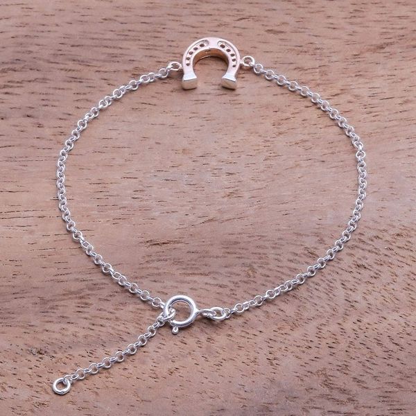 Alternate image for Rose Gold Accented Sterling Silver Horseshoe Bracelet Horseshoe Gleam