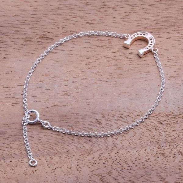 Alternate image for Rose Gold Accented Sterling Silver Horseshoe Bracelet Horseshoe Gleam