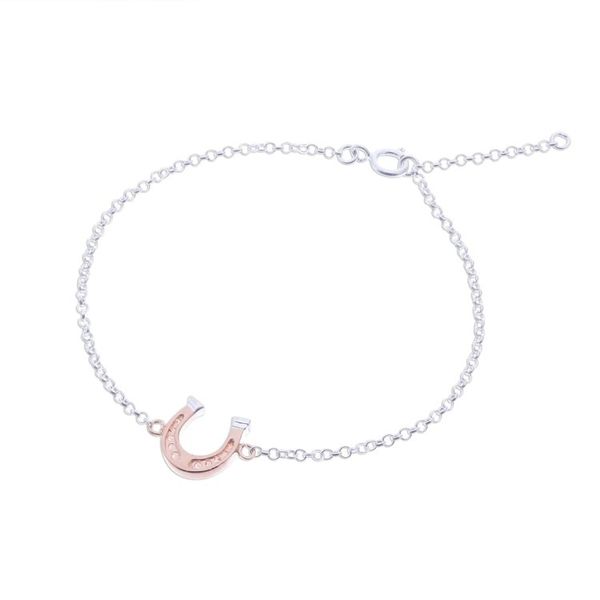 Alternate image for Rose Gold Accented Sterling Silver Horseshoe Bracelet Horseshoe Gleam