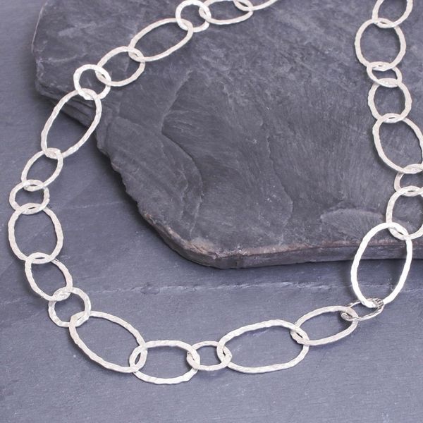 Alternate image for Extra Long 950 Silver Hammered Link Necklace Lanna Links