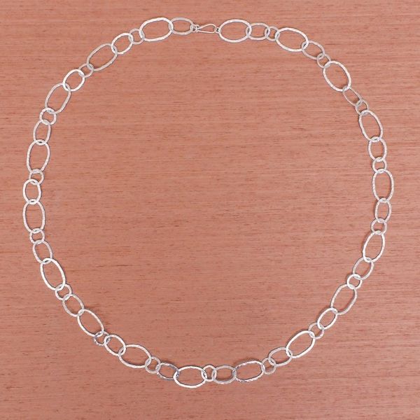 Alternate image for Extra Long 950 Silver Hammered Link Necklace Lanna Links