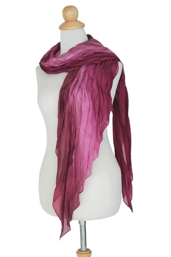 Alternate image for Pleated Ombre Silk Scarf Rose Magnificence