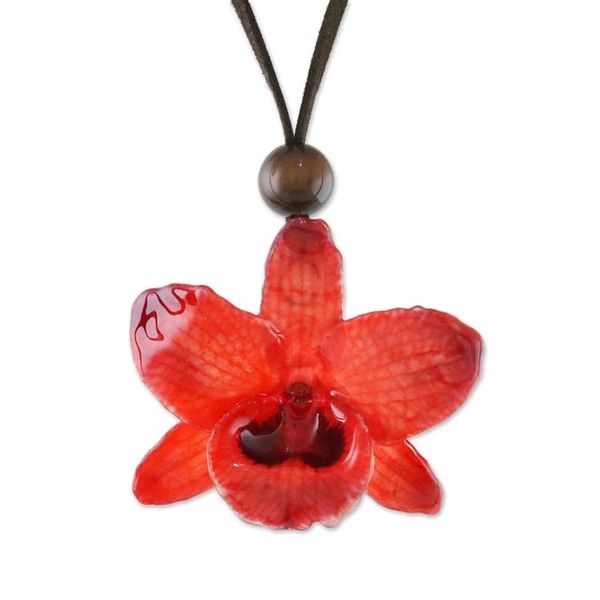 Alternate image for Adjustable Natural Orchid Necklace in Ruby from Thailand Natural Feeling in Ruby