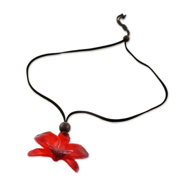 Alternate image for Adjustable Natural Orchid Necklace in Ruby from Thailand Natural Feeling in Ruby