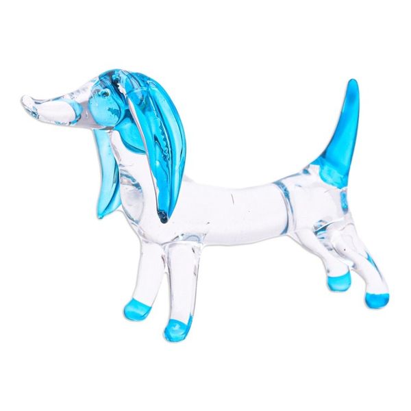 Alternate image for Handblown Light Blue Glass Dachshund Dog Figurine Peace Dachshund
