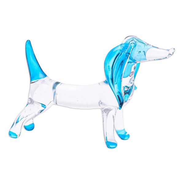 Alternate image for Handblown Light Blue Glass Dachshund Dog Figurine Peace Dachshund