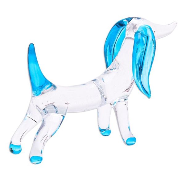 Alternate image for Handblown Light Blue Glass Dachshund Dog Figurine Peace Dachshund