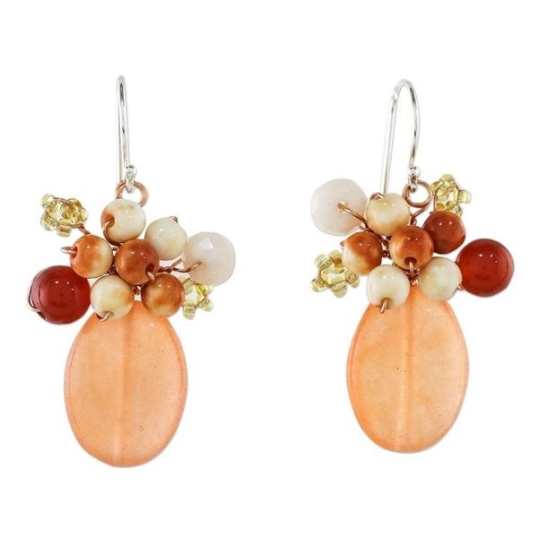 Alternate image for Handcrafted Quartz and Calcite Thai Cluster Earrings Ginger Holiday Dreams