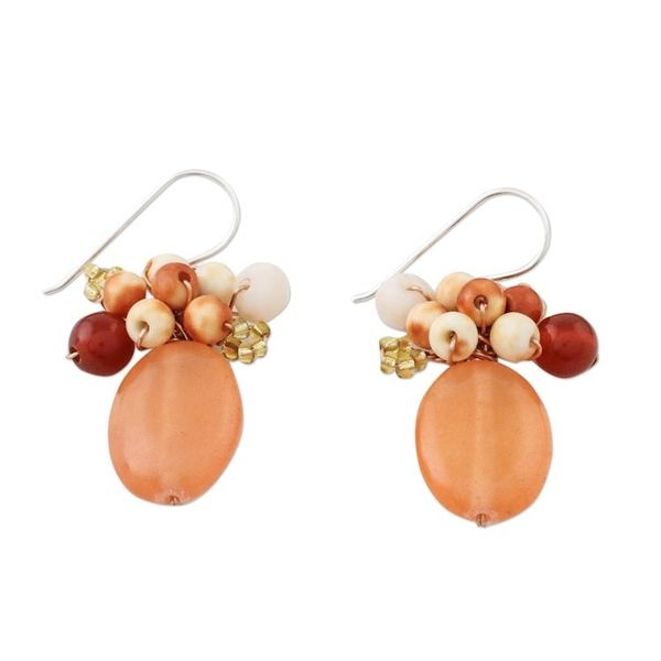 Alternate image for Handcrafted Quartz and Calcite Thai Cluster Earrings Ginger Holiday Dreams