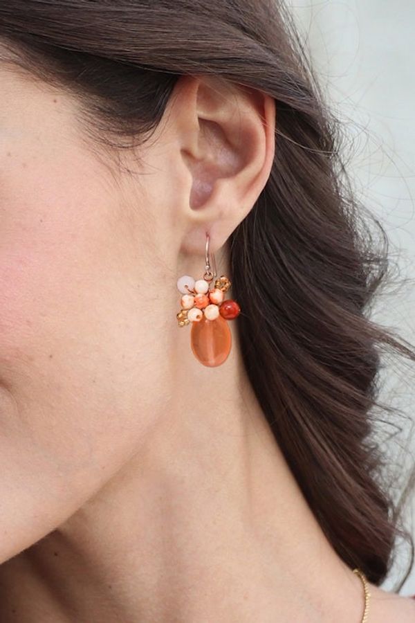 Alternate image for Handcrafted Quartz and Calcite Thai Cluster Earrings Ginger Holiday Dreams