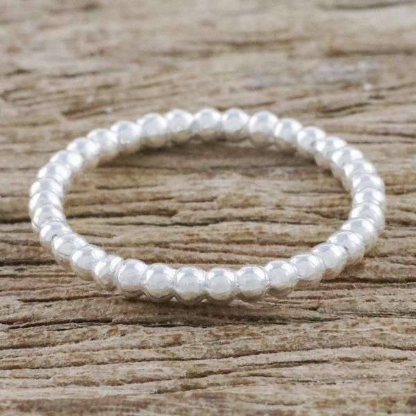 Alternate image for High-Polish Sterling Silver Mid-Finger Ring from Thailand Cute Bubbles