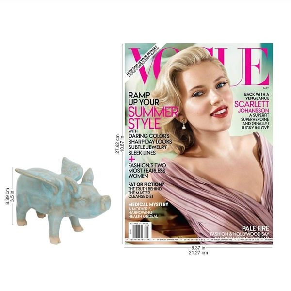 Alternate image for Handcrafted Blue Ceramic Flying Pig from Thailand Flying Blue Pig
