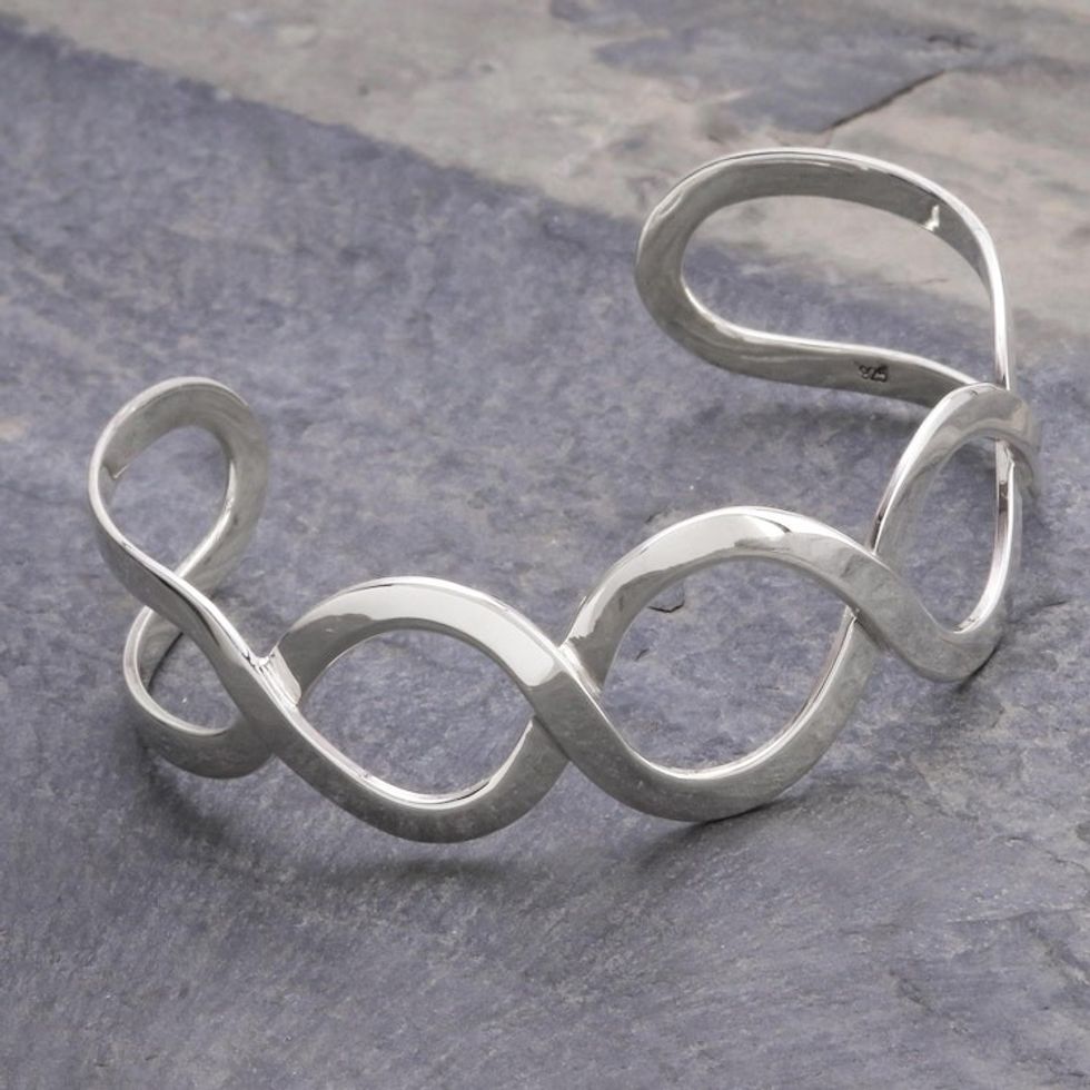 Sterling Silver Cuff Bracelet 'Waves'