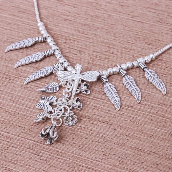 Alternate image for 950 Karen Silver Dragonfly Charm Y-Necklace Lady Dragonfly