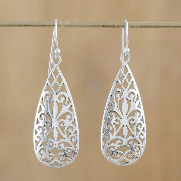 Alternate image for Sterling Silver Curlicue Dangle Earrings from Thailand Espalier