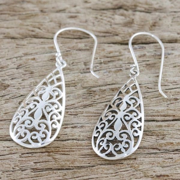Alternate image for Sterling Silver Curlicue Dangle Earrings from Thailand Espalier