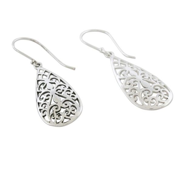 Alternate image for Sterling Silver Curlicue Dangle Earrings from Thailand Espalier