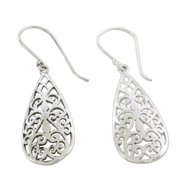 Alternate image for Sterling Silver Curlicue Dangle Earrings from Thailand Espalier