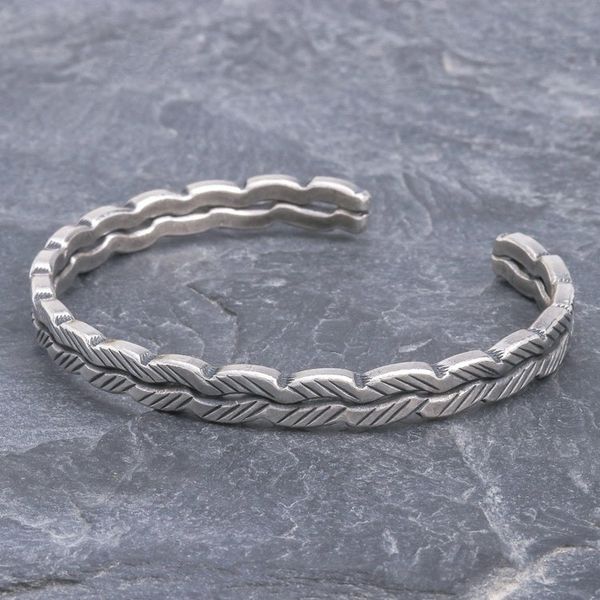 Alternate image for Thai Hill Tribe Sterling Silver Cuff Bracelet Leaf Trail